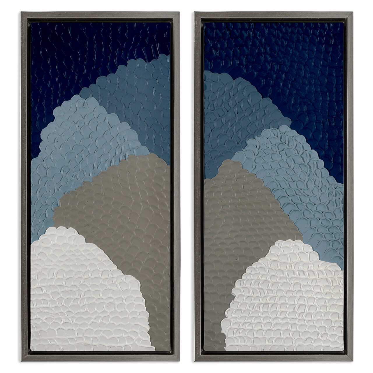Stupell Industries Textured Blue Abstract Mountains 2 pc Framed Floater Canvas Wall Art Set Design by Ben Schneider